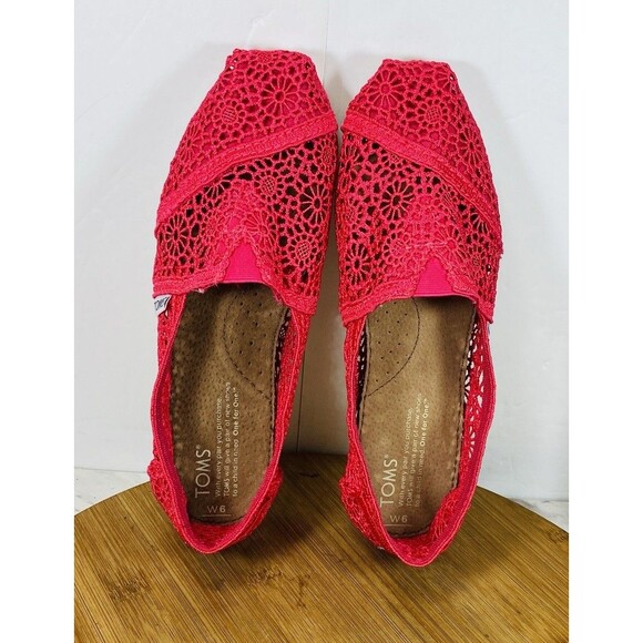 Toms Fushia Crochet Women Size 6 New - Picture 5 of 7